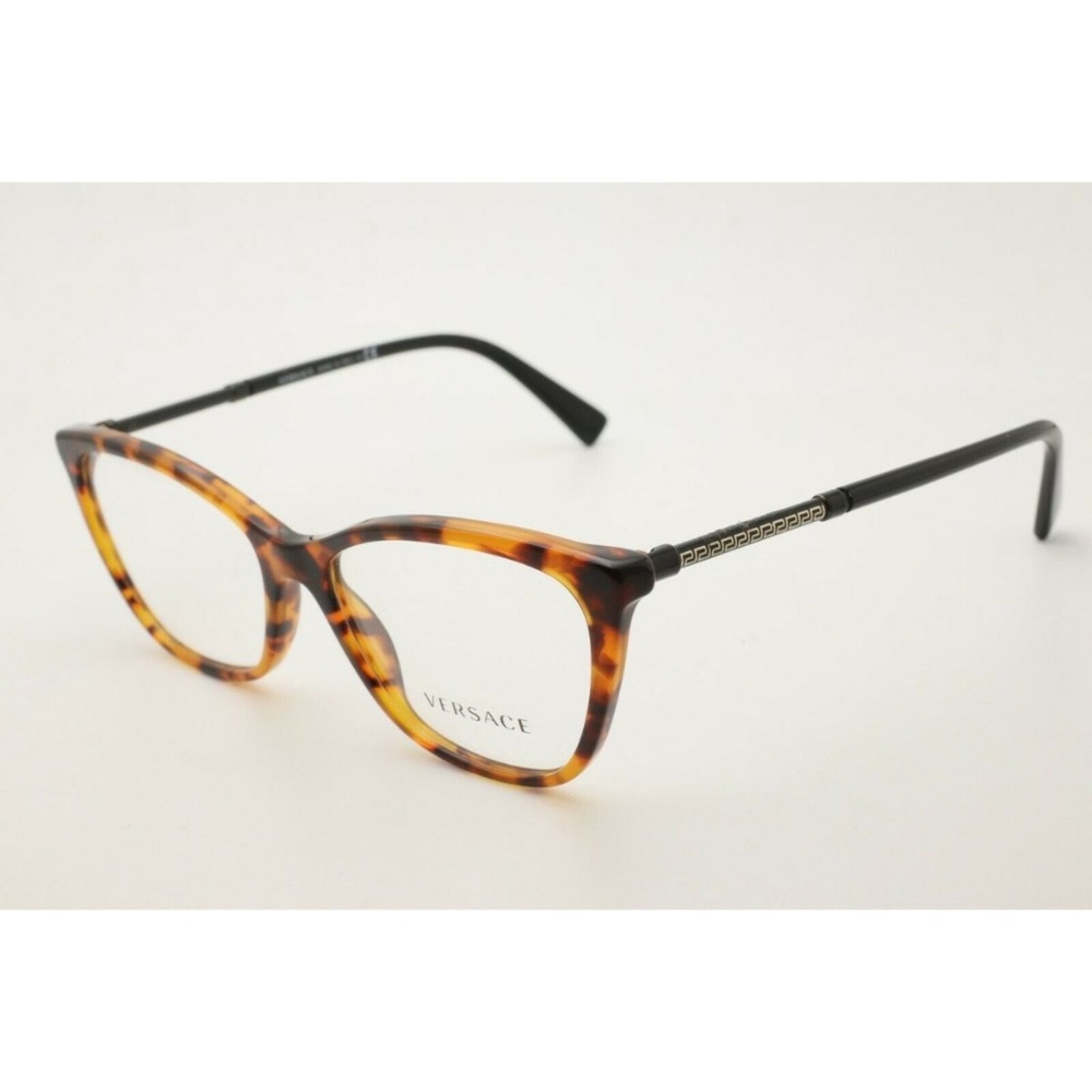 New Versace 3248-5074 Havana/Black Cat Eye Eyeglasses Clear Lenses 54mm